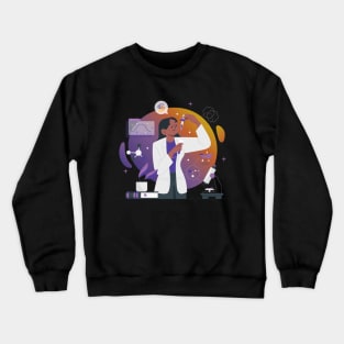 Science: Female Scientist With Equipment Crewneck Sweatshirt